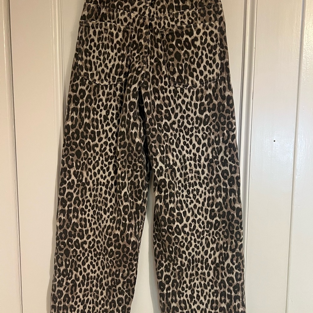 NWT Zara Kids Leopard-Print Jeans in Tan and Black, size 12-13